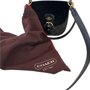 Coach Black and Brown Crossbody Bag with Gold Hardware